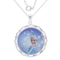 Disney Frozen Elsa Silver Plated Pendant, 18" -Family Style Shop GUEST 00061f09 a528 4fe5 9f4b 157316b9235c