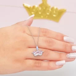 Disney Princess Sterling Silver Cubic Zirconia Jeweled Tiara Pendant Necklace, 18" -Family Style Shop GUEST 0479378a 9303 4c05 8ab8 a291c0a25a16