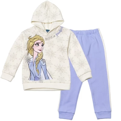 Disney Frozen Elsa Girls Fleece Pullover Crossover Hoodie And Pants Outfit Set Little Kid 10 Disney Frozen Elsa Girls Fleece Pullover Crossover Hoodie And Pants Outfit Set Little Kid - Image 8
