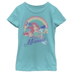 Disney Girl's The Little Mermaid Ariel Actually I'm A Mermaid Rainbow T-Shirt -Family Style Shop GUEST 0d898b22 a913 4eb8 b178 42dc9ea867bd