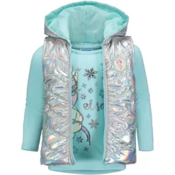 Disney Frozen Princess Anna Elsa Girls Zip Up Vest Puffer T-Shirt And Leggings 3 Piece Outfit Set Toddler -Family Style Shop GUEST 0ed3a4ba 8077 4221 b75a 6e37ddc9ec21