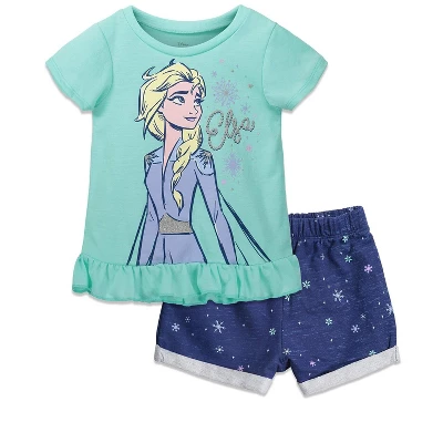 Disney Frozen Moana Princess Rapunzel Snow White Raya And The Last Dragon Girls Peplum T-Shirt And French TerryShorts Outfit Set Little Kid To Big Kid 7 Disney Frozen Moana Princess Rapunzel Snow White Raya And The Last Dragon Girls Peplum T-Shirt And French TerryShorts Outfit Set Little Kid To Big Kid - Image 5