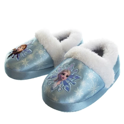 Disney Frozen Girl Slippers - Elsa And Anna Plush Lightweight Warm Comfort Soft Aline House Shoes - Blue White (Toddler-Little Kid) 3 Disney Frozen Girl Slippers - Elsa And Anna Plush Lightweight Warm Comfort Soft Aline House Shoes - Blue White (Toddler-Little Kid)