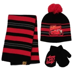 Disney Cars Lightning McQueen Boy's Winter Hat, Scarf & Mittens Set, Ages 2-7 -Family Style Shop GUEST 153a750d 088a 469e a4d4 de23495a5a5b