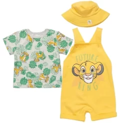 Disney Lion King Simba Timon Pumbaa Baby French Terry Short Overalls T-Shirt And Hat 3 Piece Outfit Set Newborn To Infant -Family Style Shop GUEST 156df80c 0d22 4afe 8df9 a6dcede6869f