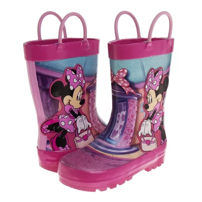 Disney Minnie Mouse Rubber Rainboots - Waterproof Lightweight Easy On With Easy Pull Handles - Fuchsia (sizes 7/1 Toddler / Little Kid / Big Kid) 6 Disney Minnie Mouse Rubber Rainboots - Waterproof Lightweight Easy On With Easy Pull Handles - Fuchsia (sizes 7/1 Toddler / Little Kid / Big Kid) - Image 4