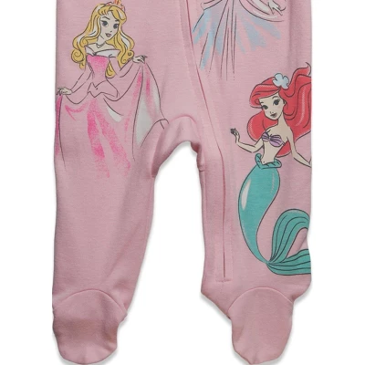 Disney Princess Ariel Cinderella Aurora Baby Girls 2 Pack Zip Up Sleep N' Play Coveralls Newborn To Infant 6 Disney Princess Ariel Cinderella Aurora Baby Girls 2 Pack Zip Up Sleep N' Play Coveralls Newborn To Infant - Image 4