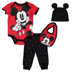 Disney Mickey Mouse Baby Bodysuit Jogger Pants Bib And Hat 4 Piece Outfit Set Newborn To Infant -Family Style Shop GUEST 1c4c404e ff5b 4219 ae35 5da7aaa2c2c2