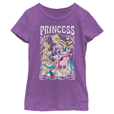 Girl's Disney Princess Sketch Poster T-Shirt 5 Girl's Disney Princess Sketch Poster T-Shirt - Image 3