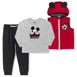 Disney Boy's 3-Pack Mickey Mouse Long Sleeve Graphic Tee, 3D Hoodie Vest And Jogger Pant Set For Toddler -Family Style Shop GUEST 1e4c1162 739c 488d 80e3 dc74243aa07f