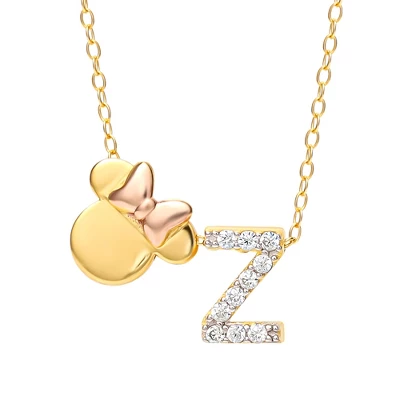 Disney Minnie Mouse Sterling Silver Gold Plated Cubic Zirconia Initial Pendant Necklace, 18" 7 Disney Minnie Mouse Sterling Silver Gold Plated Cubic Zirconia Initial Pendant Necklace, 18" - Image 5