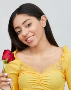 Disney Beauty And The Beast, Sterling Silver Two Tone Rose Pendant Necklace, 18" -Family Style Shop GUEST 282bb07d 06d4 4016 b2be c3d7777fd530