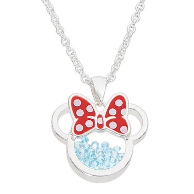 Disney Minnie Mouse Womens Silver Plated Birthstone Shaker Necklace, 18+2" 17 Disney Minnie Mouse Womens Silver Plated Birthstone Shaker Necklace, 18+2" - Image 15