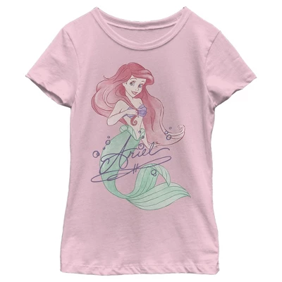 Disney Girl's The Little Mermaid Ariel Watercolor Signature T-Shirt 5 Disney Girl's The Little Mermaid Ariel Watercolor Signature T-Shirt - Image 3