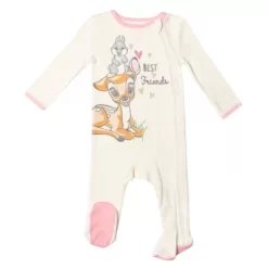 Disney The Aristocats Bambi Baby Girls 3 Pack Zip Up Sleep N' Play Coveralls Newborn To Infant