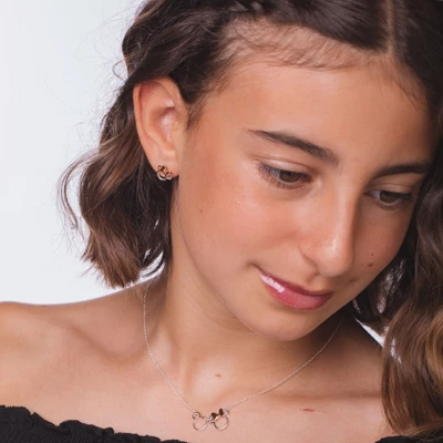 Disney Women's Mickey And Minnie Mouse Silver Plated Pendant Necklace, 18" 3 Disney Women's Mickey And Minnie Mouse Silver Plated Pendant Necklace, 18"