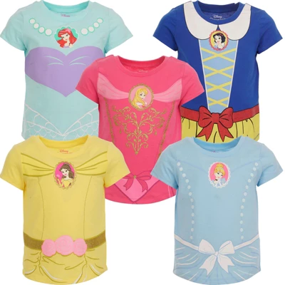 Disney Princess Moana Jasmine Belle Girls 5 Pack T-Shirts Little Kid To Big 11 Disney Princess Moana Jasmine Belle Girls 5 Pack T-Shirts Little Kid To Big - Image 9