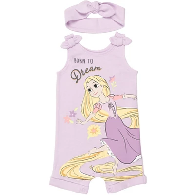 Disney Princess Rapunzel Ariel Belle Jasmine Aurora Baby Girls Snap Romper And Headband Newborn To Toddler 16 Disney Princess Rapunzel Ariel Belle Jasmine Aurora Baby Girls Snap Romper And Headband Newborn To Toddler - Image 14