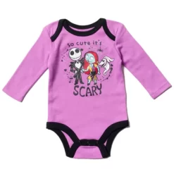 Disney Nightmare Before Christmas Zero Sally Jack Skellington Baby Girls 3 Pack Bodysuits Newborn To Infant