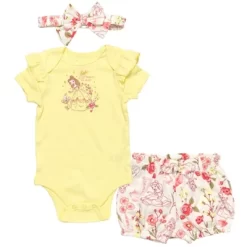 Disney Princess The Little Mermaid Ariel Belle Tiana Baby Girls Bodysuit Shorts And Headband 3 Piece Outfit Set Newborn To Infant -Family Style Shop GUEST 48698ec9 00b0 41d0 935a 788e4b425ecb