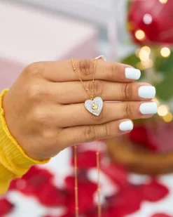 Disney Princess Beauty And The Beast Yellow Gold Plated Sterling Silver Cubic Zirconia Belle Rose Pendant Necklace, Officially Licensed -Family Style Shop GUEST 4886e80c 9da9 4806 a67b 6227e24743f2