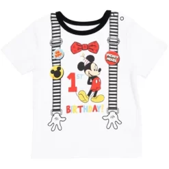 Disney Mickey Mouse 1st Birthday Cosplay Graphic T-Shirt Diaper Cover And Hat 3 Piece Outfit Set White/Red -Family Style Shop GUEST 488cf589 754f 4f2a b875 447550a13aa9