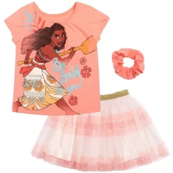 Disney Princess Disney Moana Princess Frozen Rapunzel Jasmine Belle Girls T-Shirt Tulle Skirt And Scrunchie 3 Piece Outfit Set Little Kid To Big Kid -Family Style Shop GUEST 48b71959 75e0 4b64 a9ba 83152644d44e