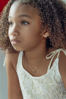 Disney Minnie Mouse Sterling Silver Gold Plated Cubic Zirconia Initial Pendant Necklace, 18" 3 Disney Minnie Mouse Sterling Silver Gold Plated Cubic Zirconia Initial Pendant Necklace, 18"