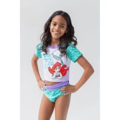 Disney The Little Mermaid Princess Ariel Girls Rash Guard And Bikini Bottom Little Kid To Big Kid