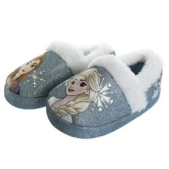 Disney Frozen 2 Elsa And Anna Girls Slippers - Plush Lightweight Warm Comfort Soft Aline House Slippers - Purple Ana Elsa (Sizes 5 - 8 Toddler/Little Kid)