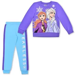 Disney Girl's 2-Pack Fearless Frozen Graphic Pullover Sweatshirt And Taped Jogger Pants Set For Kids -Family Style Shop GUEST 4fc9b64e adec 4d9f b879 f394dea364e6