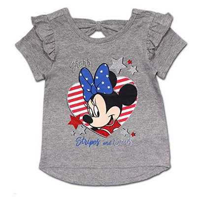 Disney Girl's 3-Pack Stars Stripes And Bows Minnie Mouse Glitter Graphic Tee, Ruffle Shorts And Fabric Headband Set For Toddler 4 Disney Girl's 3-Pack Stars Stripes And Bows Minnie Mouse Glitter Graphic Tee, Ruffle Shorts And Fabric Headband Set For Toddler - Image 2