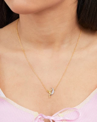 Disney Womens Tinker Bell 18K Gold-Plated Tinkerbell On The Moon Pendant Necklace Jewelry, 18'' 3 Disney Womens Tinker Bell 18K Gold-Plated Tinkerbell On The Moon Pendant Necklace Jewelry, 18''