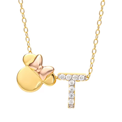 Disney Minnie Mouse Sterling Silver Gold Plated Cubic Zirconia Initial Pendant Necklace, 18" 14 Disney Minnie Mouse Sterling Silver Gold Plated Cubic Zirconia Initial Pendant Necklace, 18" - Image 12