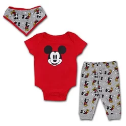 Disney Boy's 3-Pack Mickey Mouse Short Sleeve Baby Bodysuit Creeper, Jogger Pants And Bandana Bib Set For Infant -Family Style Shop GUEST 61ef2904 fb75 4b85 bc77 a487ff3aa1e7