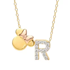 Disney Minnie Mouse Sterling Silver Gold Plated Cubic Zirconia Initial Pendant Necklace, 18" 34 Disney Minnie Mouse Sterling Silver Gold Plated Cubic Zirconia Initial Pendant Necklace, 18" -Family Style Shop GUEST 62079e94 b4b8 4445 8804 441599a6808b