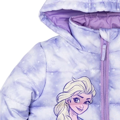 Disney Frozen Princess Anna Elsa Girls Zip Up Puffer Jacket Little Kid 7 Disney Frozen Princess Anna Elsa Girls Zip Up Puffer Jacket Little Kid - Image 5