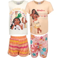 Disney Moana Girls Graphic T-Shirt Tank Top And Shorts 4 Piece Outfit Set Little Kid To Big Kid -Family Style Shop GUEST 67f722fc 0d95 4c57 8de7 597265a72848