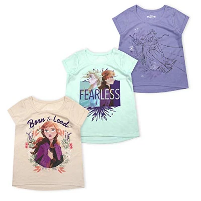 Disney Girl's 3-Pack Anna And Elsa Fearless Short Sleeve A-Line Frozen II Tee Shirts For Toddler 6 Disney Girl's 3-Pack Anna And Elsa Fearless Short Sleeve A-Line Frozen II Tee Shirts For Toddler - Image 4