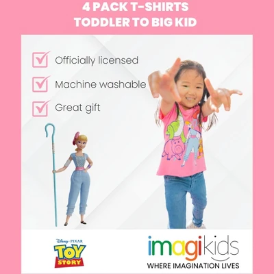 Disney Pixar Toy Story Bo Peep Jessie Girls 4 Pack T-Shirts Little Kid To Big Kid 4 Disney Pixar Toy Story Bo Peep Jessie Girls 4 Pack T-Shirts Little Kid To Big Kid - Image 2
