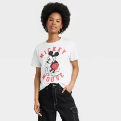 Women's Disney Mickey Mouse Short Sleeve Graphic T-Shirt - White -Family Style Shop GUEST 6a56800e 03fe 4d00 aa2b 39a48ec37506