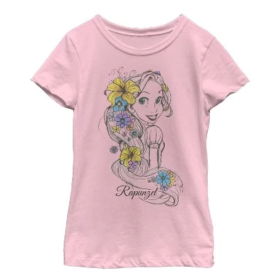 Disney Girl's Tangled Flower Sketch T-Shirt 4 Disney Girl's Tangled Flower Sketch T-Shirt - Image 2