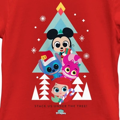 Girl's Disney Doorables Christmas Stack Us Under The Tree T-Shirt 3 Girl's Disney Doorables Christmas Stack Us Under The Tree T-Shirt