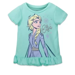 Disney Frozen Moana Princess Rapunzel Snow White Raya And The Last Dragon Girls Peplum T-Shirt And French TerryShorts Outfit Set Little Kid To Big Kid