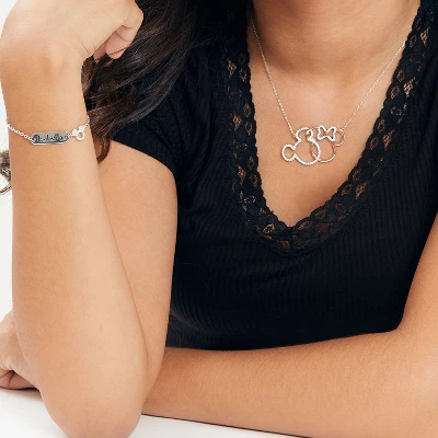Disney Women's Mickey And Minnie Mouse Sterling Silver Interlocking Necklace, 18" 3 Disney Women's Mickey And Minnie Mouse Sterling Silver Interlocking Necklace, 18"