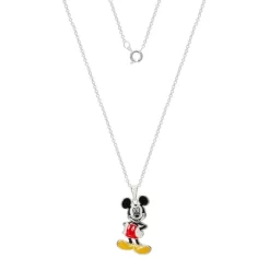 Disney Mickey Mouse Women Silver-Plated Enamel Classic Mickey Mouse Pose Pendant Necklace, 18'' -Family Style Shop GUEST 718b055b 4df9 43ec 84c3 decc9c941f3e
