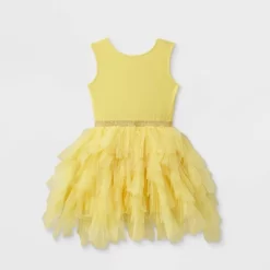 Toddler Girls' Disney Princess Belle Sleeveless Tutu Dress - Yellow