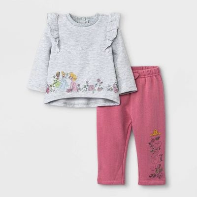 Baby Girls' 2pc Disney Princess Fleece Pullover And Jogger Set - Burgundy 7 Baby Girls' 2pc Disney Princess Fleece Pullover And Jogger Set - Burgundy - Image 5