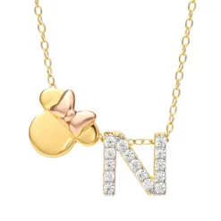 Disney Minnie Mouse Sterling Silver Gold Plated Cubic Zirconia Initial Pendant Necklace, 18" 39 Disney Minnie Mouse Sterling Silver Gold Plated Cubic Zirconia Initial Pendant Necklace, 18" -Family Style Shop GUEST 76261d49 625a 4981 bf25 ec1109c6724d