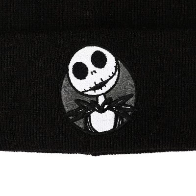 Disney Nightmare Before Christmas Jack Skellington Black Cuff Beanie 3 Disney Nightmare Before Christmas Jack Skellington Black Cuff Beanie